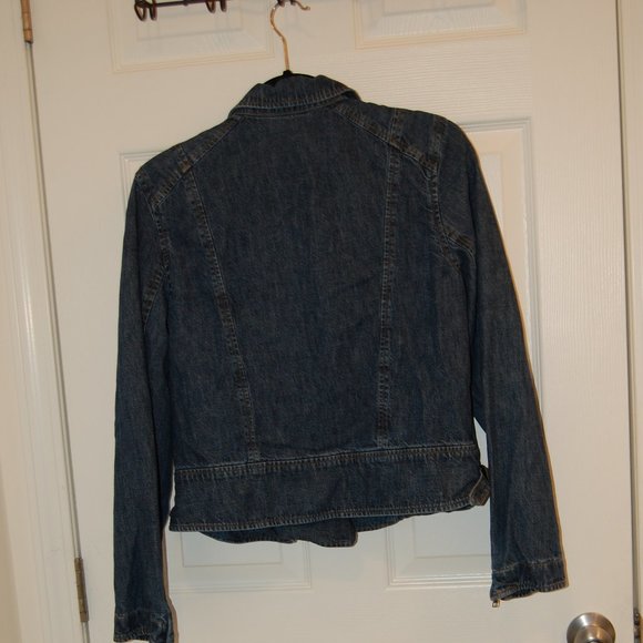 Jones New York Women's Denim Blue Jean Jacket W/Side Zipper Size 4 - Picture 6 of 12